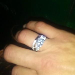 CZ sterling silver wedding and engagment ring size